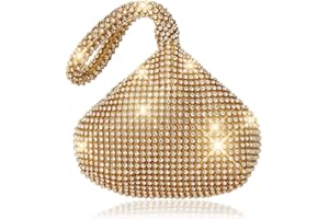 ELE ELEOPTION Big Size Gold Clutch Purses for Women Evening Bag Triangle for 6.0-inch Phones Full Rhinestones Party Wedding P