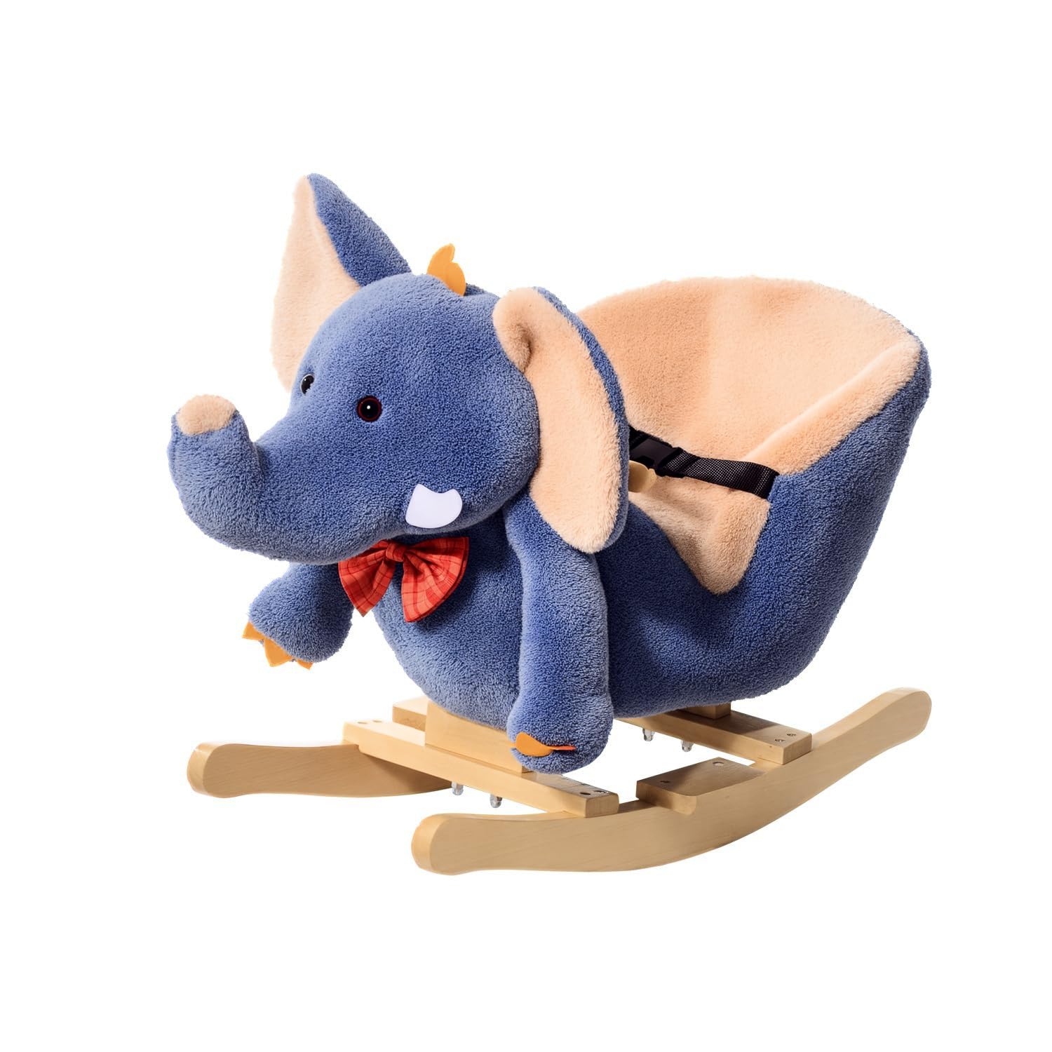 HOMCOM Children Kids Rocking Horse Toys Plush Elephant Rocker Seat with Sound Toddler Baby Gift for 1.5 Years+ Blue