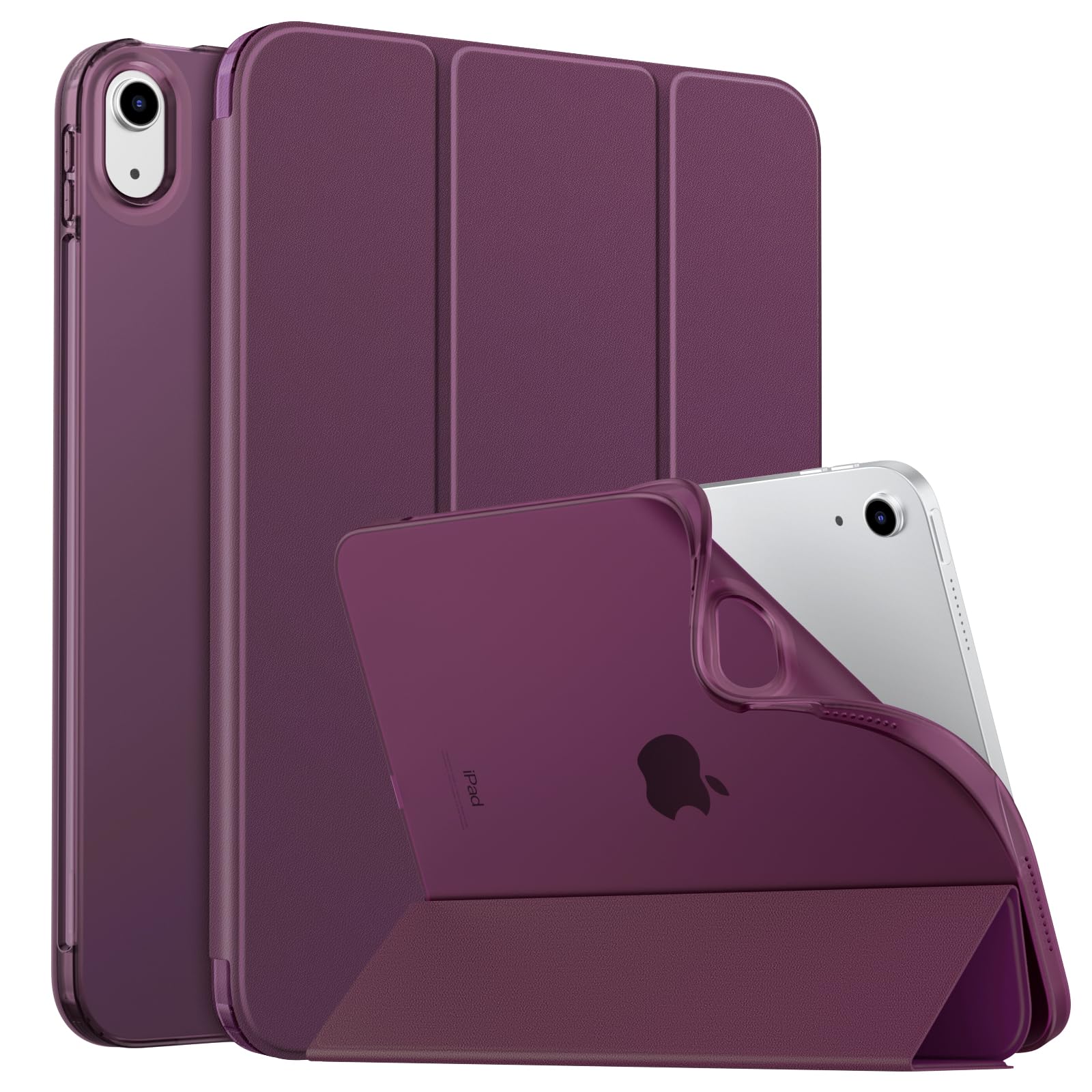 MoKo Case for New iPad (A16) 11th Generation 2025/ 10th Generation 2022, iPad 11 inch/ 10.9 inch Case with Soft TPU Translucent Frosted Back Cover, Auto Wake/Sleep, Support Touch ID, Dark Purple — image 1
