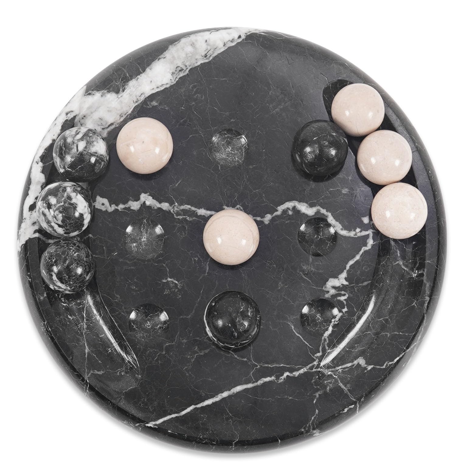 Earthen Crafts Modern 6" Marble Black and Verona Ball Game – Decorative Stone Game for Living Room, Bookshelf or Patio Table Decor, Birthday or Functional Indoor Decoration