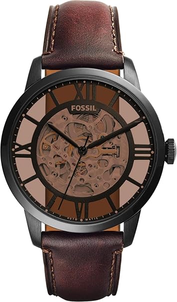 Fossil Herren Analog Mechanik Uhr mit Leder Armband ME3098