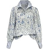 Floerns Women's Floral Long Sleeve Shirts Button Front Fall Clothes Casual Blouses