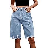 KAOBIO 2026 Denim Bermuda Shorts for Women High Rise Casual Ripped Baggy Jorts Y2k Summer Trendy Cargo Shorts