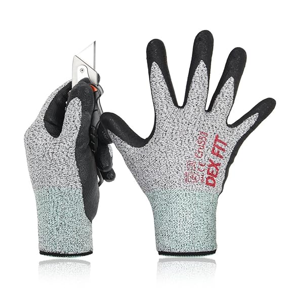DEX FIT Level 5 schnittfeste Handschuhe Cru553, 3D Comfort Stretchy Fit, Power Grip, Pass FDA Food Contact, Durable Nitrilsch