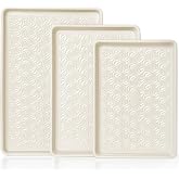 HONGBAKE Ceramic Coated Baking Sheet Pan Set of 3 with Floral Texture | Nonstick Aluminized Steel Cookie Sheets, Half, Quarter and Jelly Roll Pans, Shallow Oven Trays, 0.8mm Thick