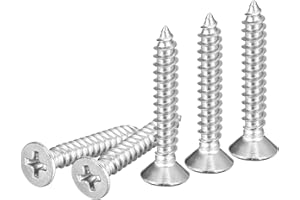 DTGN 100Pcs #8x1 Flat Head Wood Screws, 304 Stainless Steel Phillips Self Tapping Screws - Good for Woodworking, Furniture - 