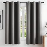 Deconovo Blackout Curtains 2 Panels Eyelet Grey 42 x 63 in Thermal Insulated