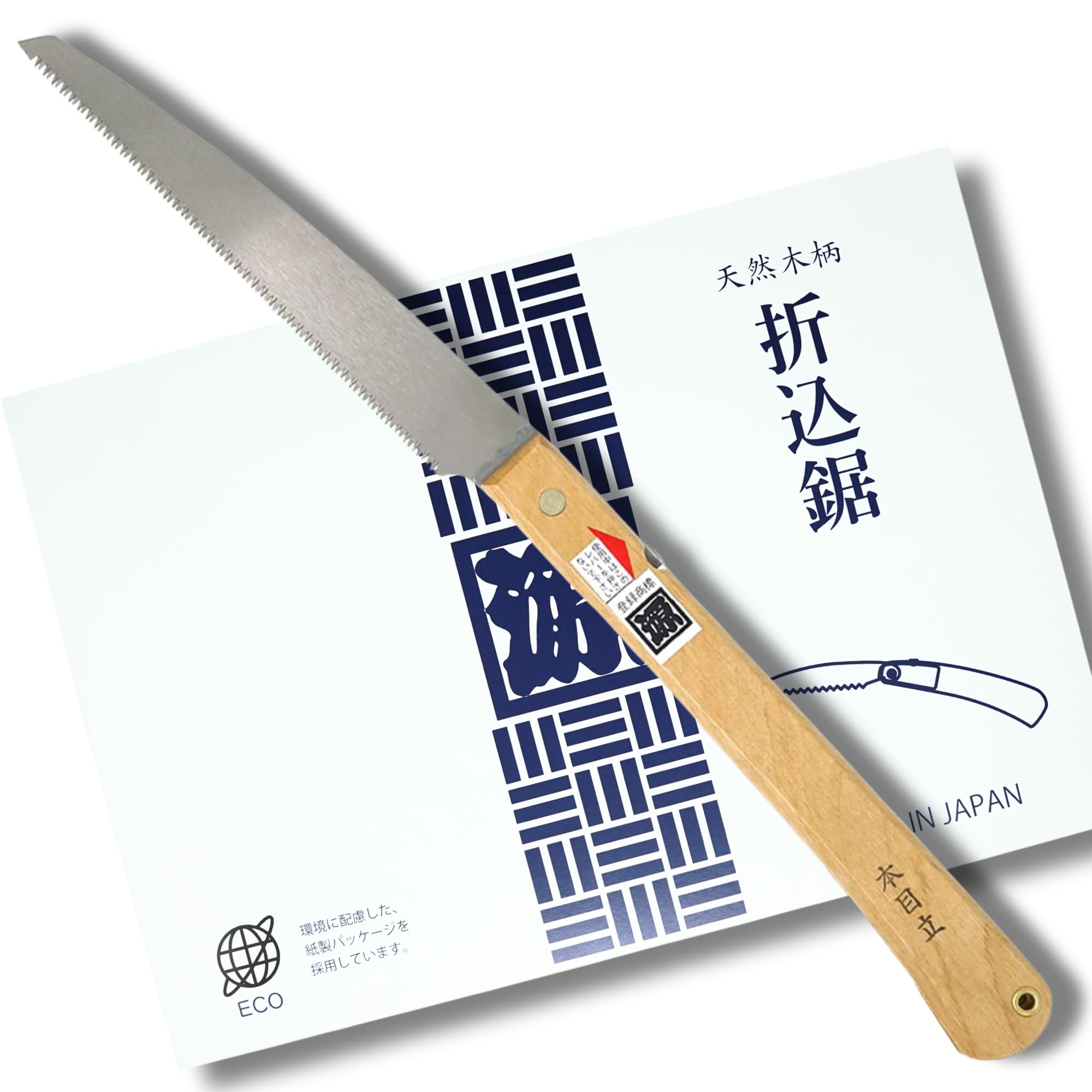 Japan Made KAKUGEN Folding Saw Natural Wood Handle Lightweight 210mm Blade Length