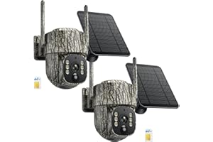 VOOPEAK Trail Camera, Cellular Trail Camera with Live Feed 2.5K, Auto Tracking Solar Power Game Camera with Night Vision, Motion Activated, 360° View, SIM Card Included for Outdoor, 2 Pack