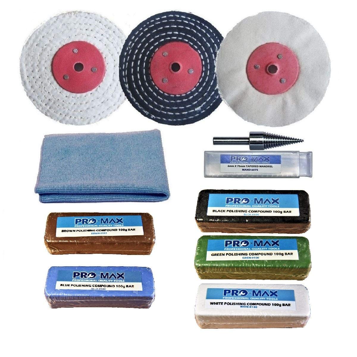 ProMax Aluminium Alloy Brass Steel 10pc Metal Polishing Buffing Kit 4