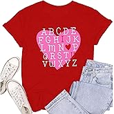 SUWATOIN Women's Valentines Teacher Shirt Valentine's Day Valentines Teacher T-Shirt Teacher Tee Gift