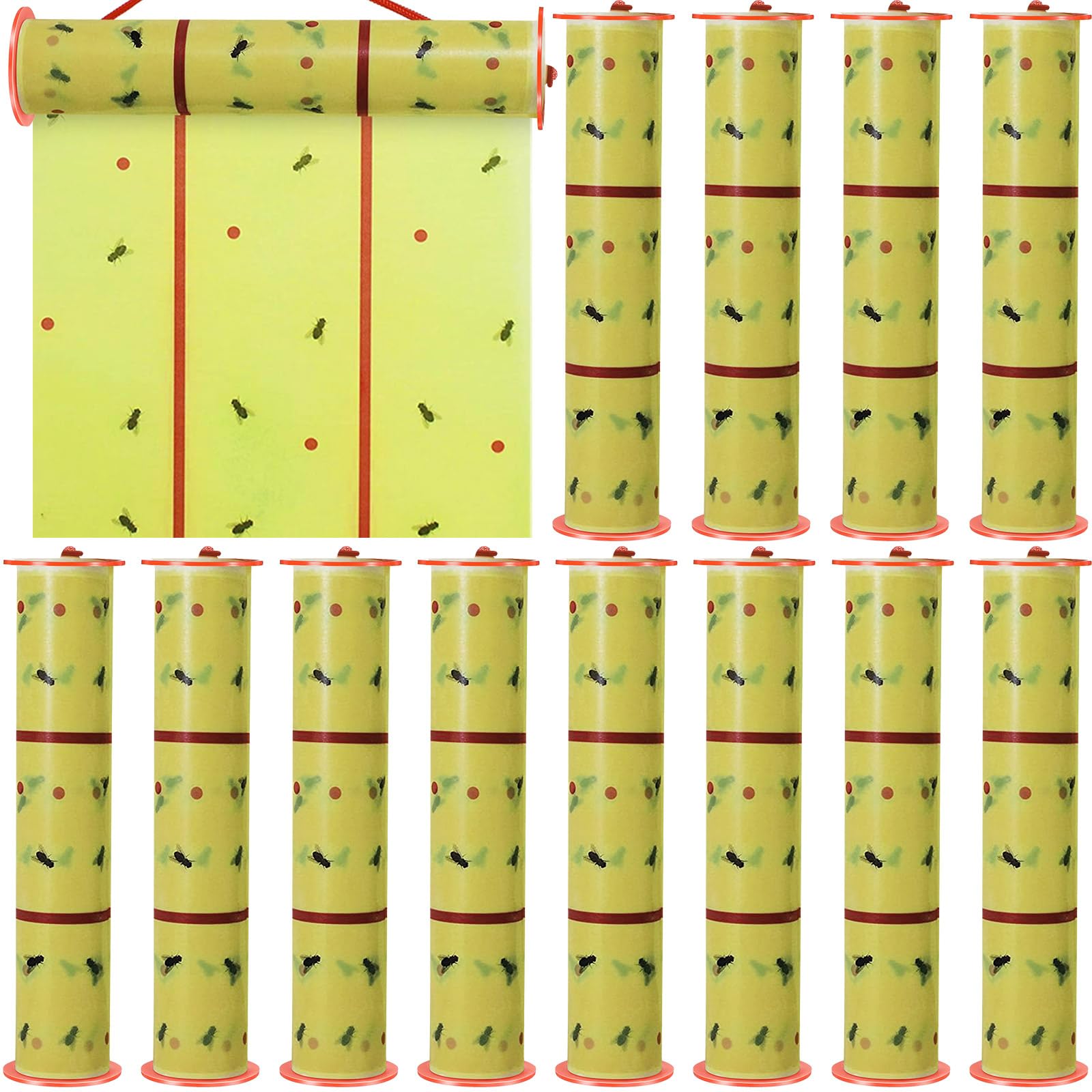 Photo 1 of Qualirey 12 Rolls Giant Sticky Fly Traps 157 Feet Adhesive Paper Fruit Fly Traps Gnat Bug Catcher Pest Killer for Outdoor Indoor Garage Greenhouse Barn Stable