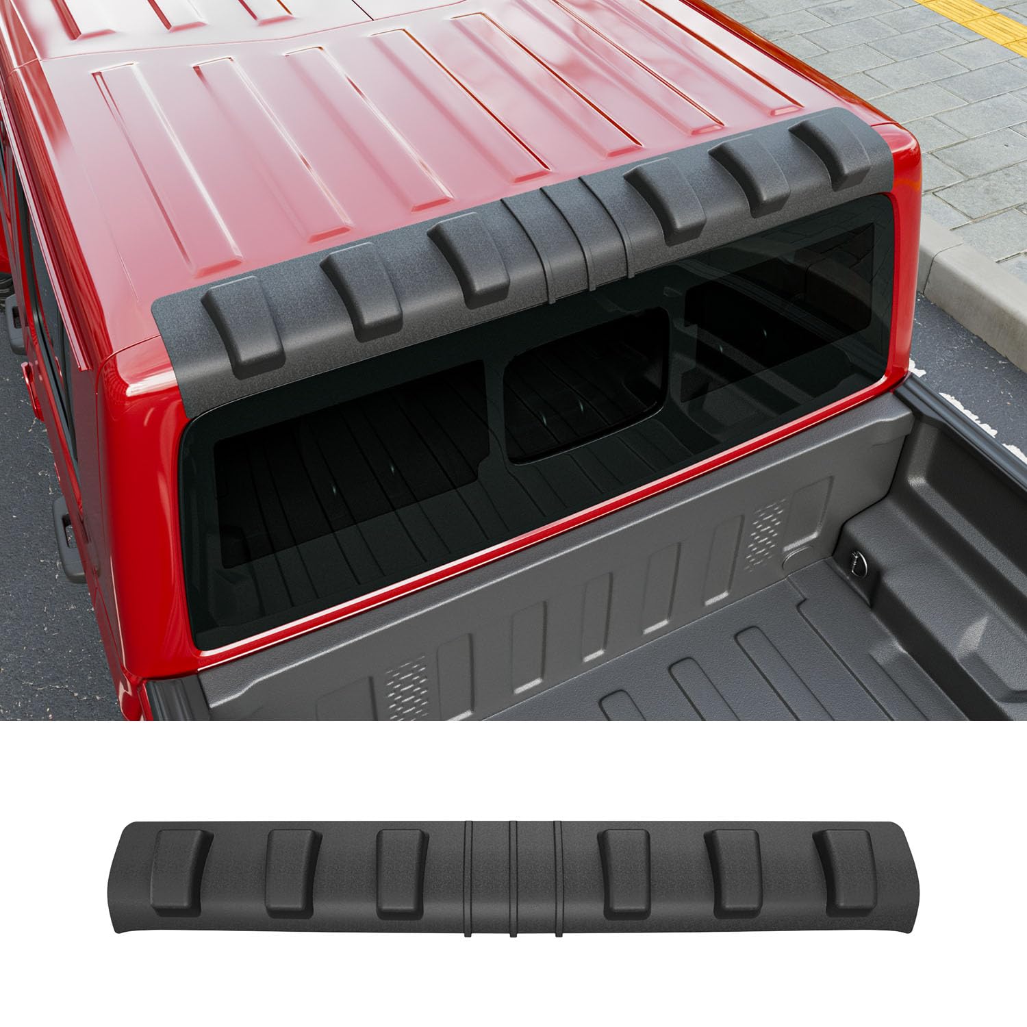 Photo 1 of powoq Rear Roof Protector Compatible with 2020-2025 Jeep Gladiator JT Truck Cab Roof Protector TPE Rear Spoiler Replacement for 2020-2025 Jeep Gladiator Accessories