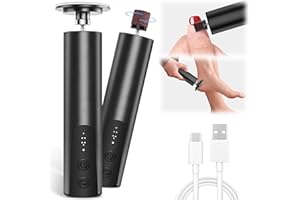 HZQVA Electric Foot Callus Remover (6 Speed Adjustable), 2 in 1 Electric Foot File Nail Grinder, Rechargeable Foot Sander Pedicure Tools for Feet Dead Skin with Sandpaper Disk and Nail Drill Bits, Black