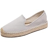 U-lite Women's Classic Slip on Flat Shoes Casual Cap-Toe Platform Simple Espadrille Canvas Loafers