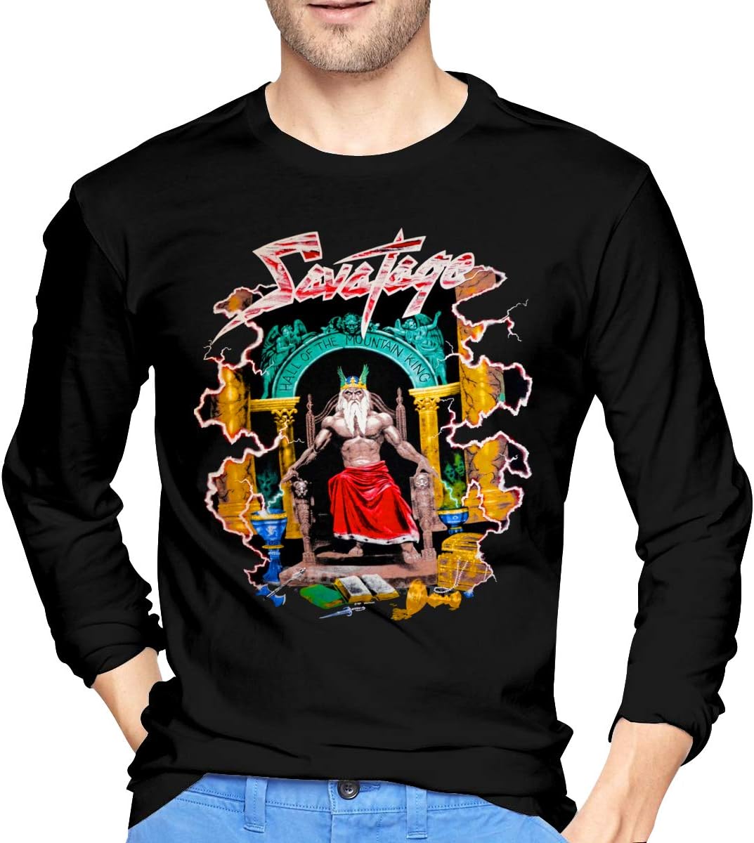 Savatage Men's Long Sleeve T-Shirt Round Neck Autumn Winter Top