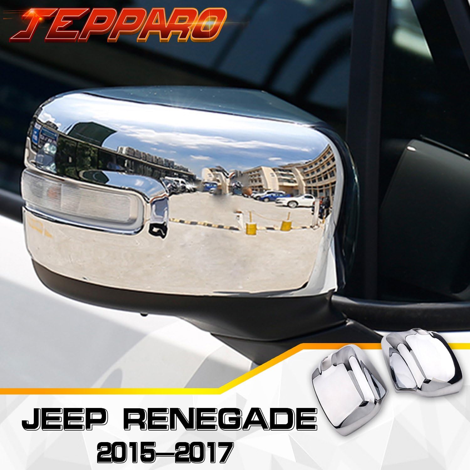 jepparo Car Mirror Caps Chrome Cover Exterior Wing Mirror silver