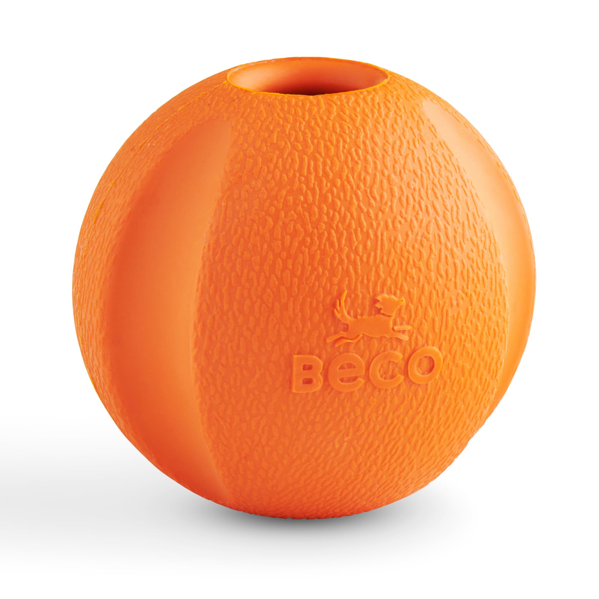 Beco Dog Toy - Natural Rubber Ball for Fetch, Toy for Dogs, Easy to Find Bright Colours - Orange