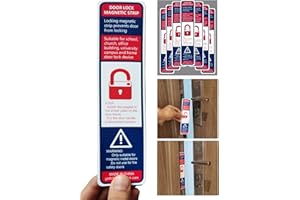 GINFH 12Pack Lockdown Magnetic Strips Door Security Devices Thin Magnetic Strips School Office Emergency Easy Quick Lock Door Latch (12, White Text Version)
