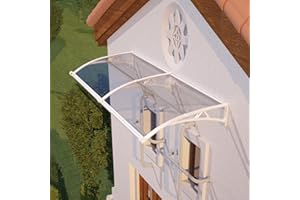 DAWNINGHOMM Awning for Door Entrance with Drainage, 40x92 Inch Awnings for Doors Exterior, Polycarbonate Cover with Plastic Steel Bracket, UV Rain Snow Protection Window Awnings Exterior for House, Porch, Patio