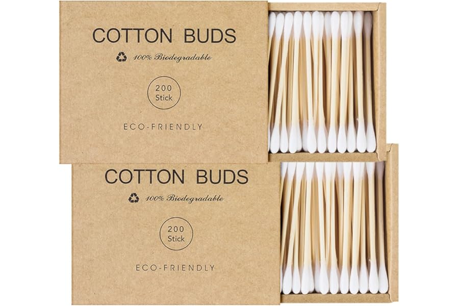 Kiemeu Bamboo Qtips Cotton Swabs With Wooden Sticks Q Tips For Ears 400 Count Bamboo Cotton Buds