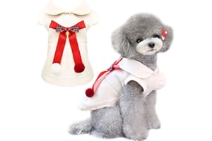 BAEJMJK Dog Winter Dress Bowknot Warm Girl Puppy Christmas Dress Cute Doggie Clothes for Small Dogs Cats Rabbit(Beige,X-Large)
