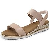 DREAM PAIRS Womens Espadrilles Ankle Stretch Elastic Strap Open Toe Wedges Flats Sandals
