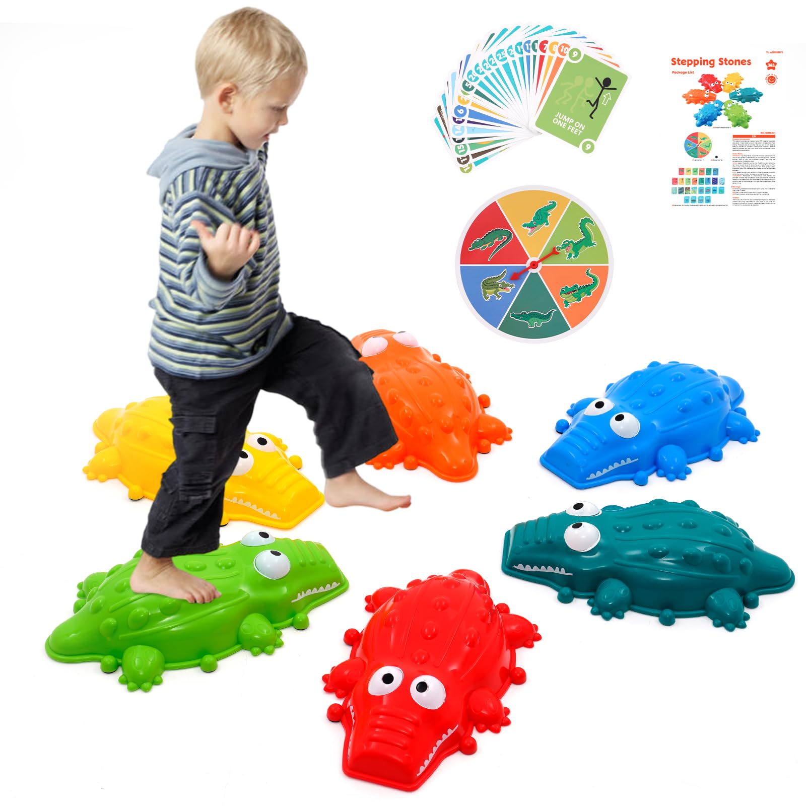 Balance Stepping Stones 6 Pcs Stepping Stones Set Indoor & Outdoor Non-Slip Bottom Stones for Boys Girls Fitness Equipment Promotes Coordination Strength Gift