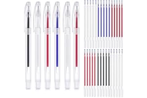 UOWAN 6 Colors Heat Erasable Fabric Pens, Fabric Marking Pens Set 6PCS Heat Erase Empty Pens with 30 PCS Replaceable Pen Refi