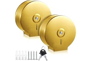 Mifoci 2 Pcs Industrial Toilet Paper Holder Commercial Roll Dispenser Wall Mount Stainless Steel Jumbo Tissue Dispenser Fits 9" Roll Toilet Paper for Office Home Public Places (Gold)