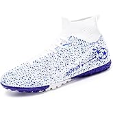 DKHHN Men's Soccer Cleats Football Shoes High-Tops Lace-Up Indoor TF Spikes Adult Wide Training Boots