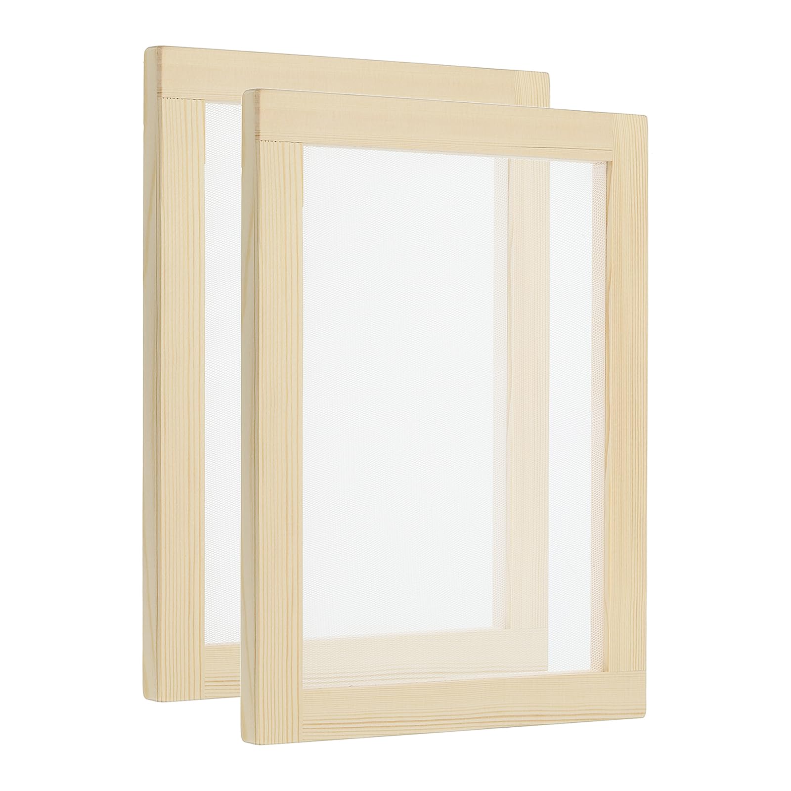 PATIKIL 9.8"x7.8" Wooden Paper Making Screen, 2 Pack Paper Making Mould Frame Papermaking Mould Deckle for DIY Paper Craft Dried Flower Handcraft, Natural Color