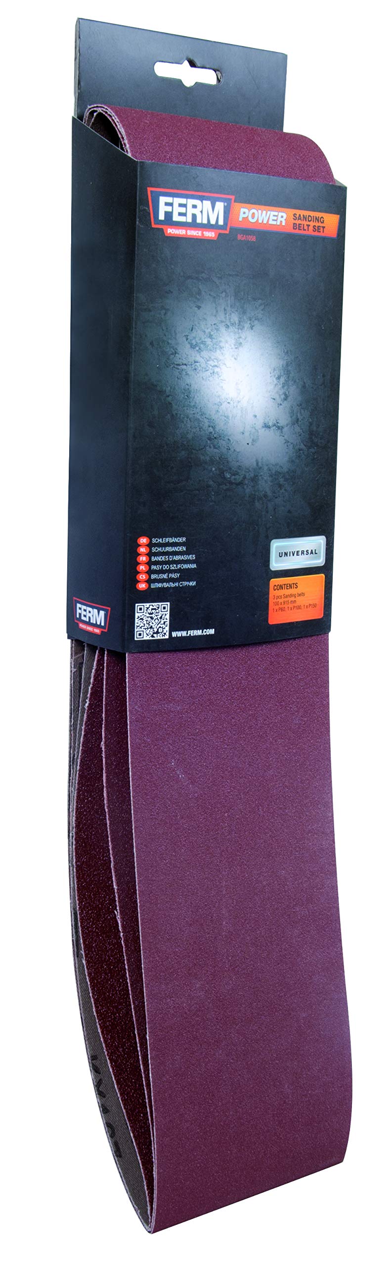FERM Sanding Belts 915 x 100 mm - 3pcs. 1xP60, 1xP100, 1xP150