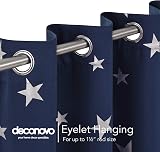 Deconovo Star Printed Thermal Blackout Curtains Eyelet Top Navy 52 x 72 1 Pair view 4