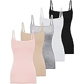 BQTQ 5 Pcs Womens Camisole Square Neck Camisoles Spaghetti Strap Camisole Slim Fitted Basic Camisole Top