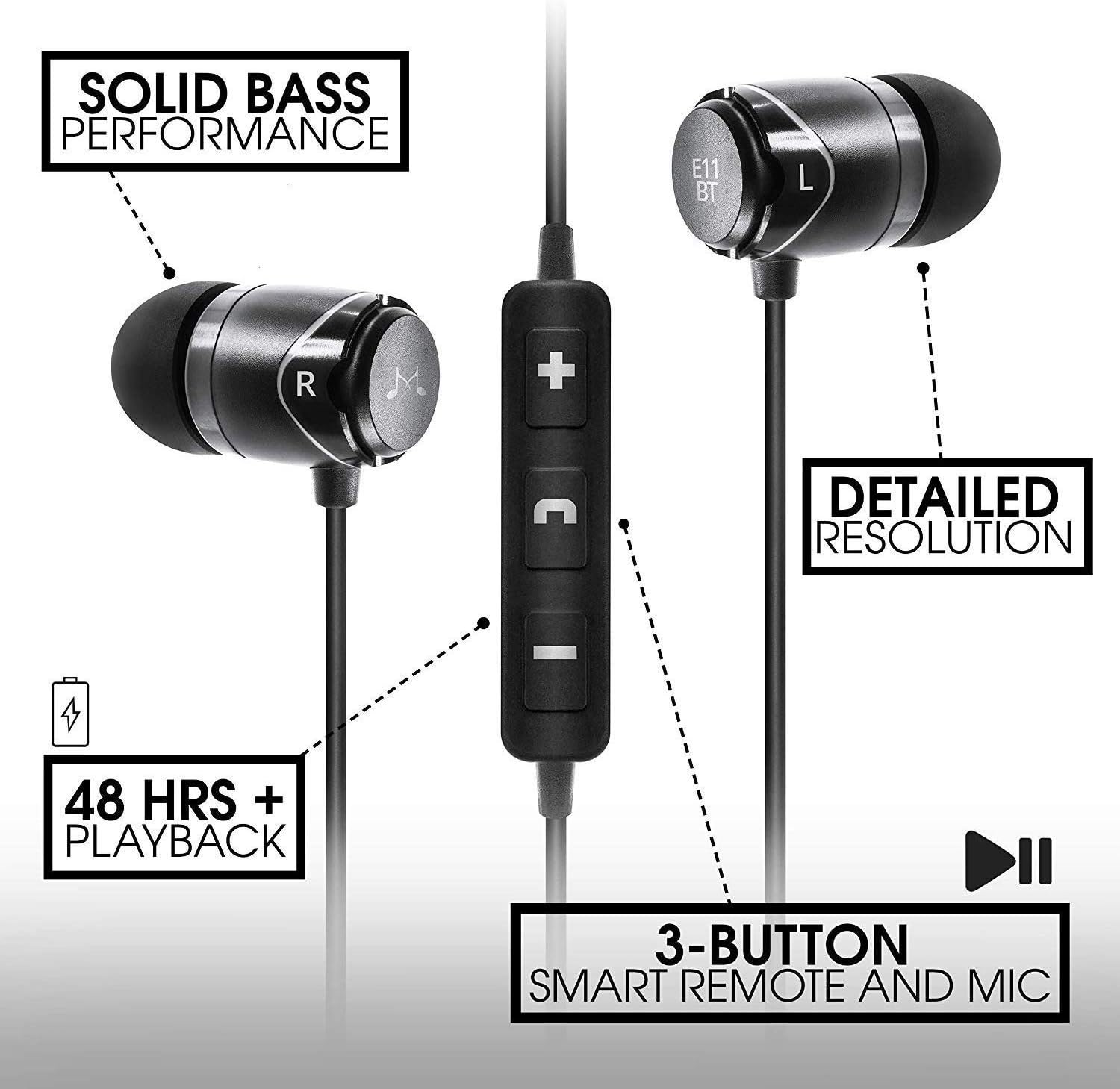 Soundmagic Bluetooth Neckband Headphones Microphone, Wireless Earbuds with 48 Hour Playtime - Image 3