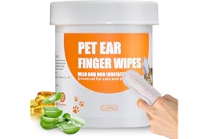 DYVIO Ear Finger Wipes for Dogs & Cats, 50 Count Dog Ear Cleaner Finger Wipes, for Dirty, Waxy, Smelly Ears - Soothes & Relieves Ear Itching, All Natural Ingredients