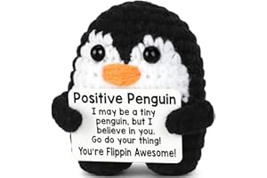CRYCARROT Mini Funny Inspirational Positive Penguin Gifts, Handmade Crochet Positive Penguin, Emotional Crochet Animal Funny Gifts For Women Men Coworkers, Stocking Stuffer Cute Decor for Birthday Christmas