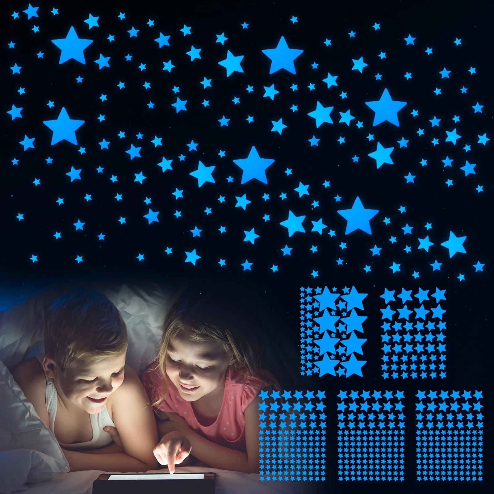 Giantree Glow in The Dark Stars Wall Stickers - 469 Pcs, Glowing Wall Decals for Ceiling, Bedroom, Living Room for Boys, Girls & Kids Nursery