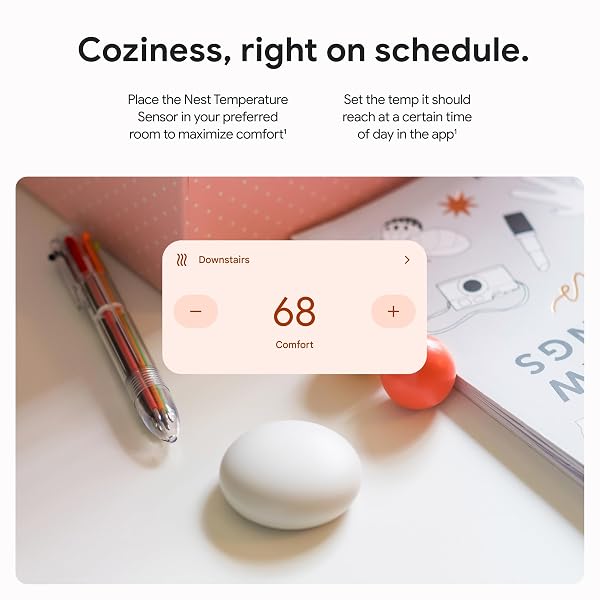 GOOGLE NEST TEMPERATURE SENSOR (2ND GEN) – ROOM COMFORT SENSOR WITH SCHEDULING – WORKS WITH THE NEST LEARNING THERMOSTAT (3RD AND 4TH GEN) AND NEST THERMOSTAT E – PORCELAIN, WHITE
