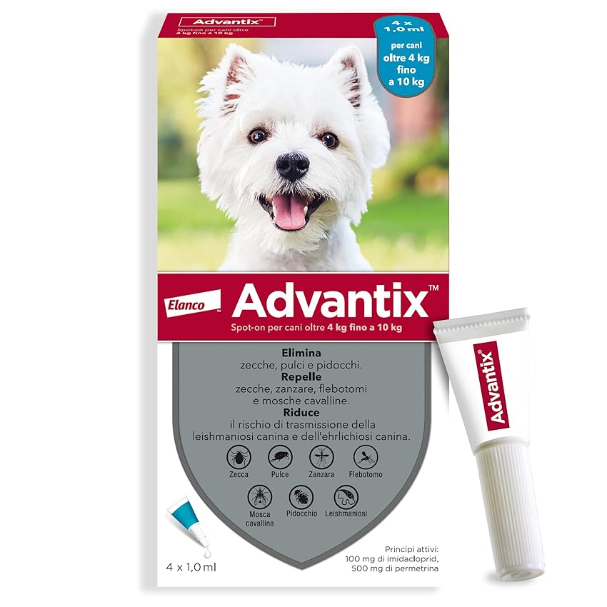 Advantix® Spot-on antiparassitario per Cani da 4 Kg fino a 10 Kg