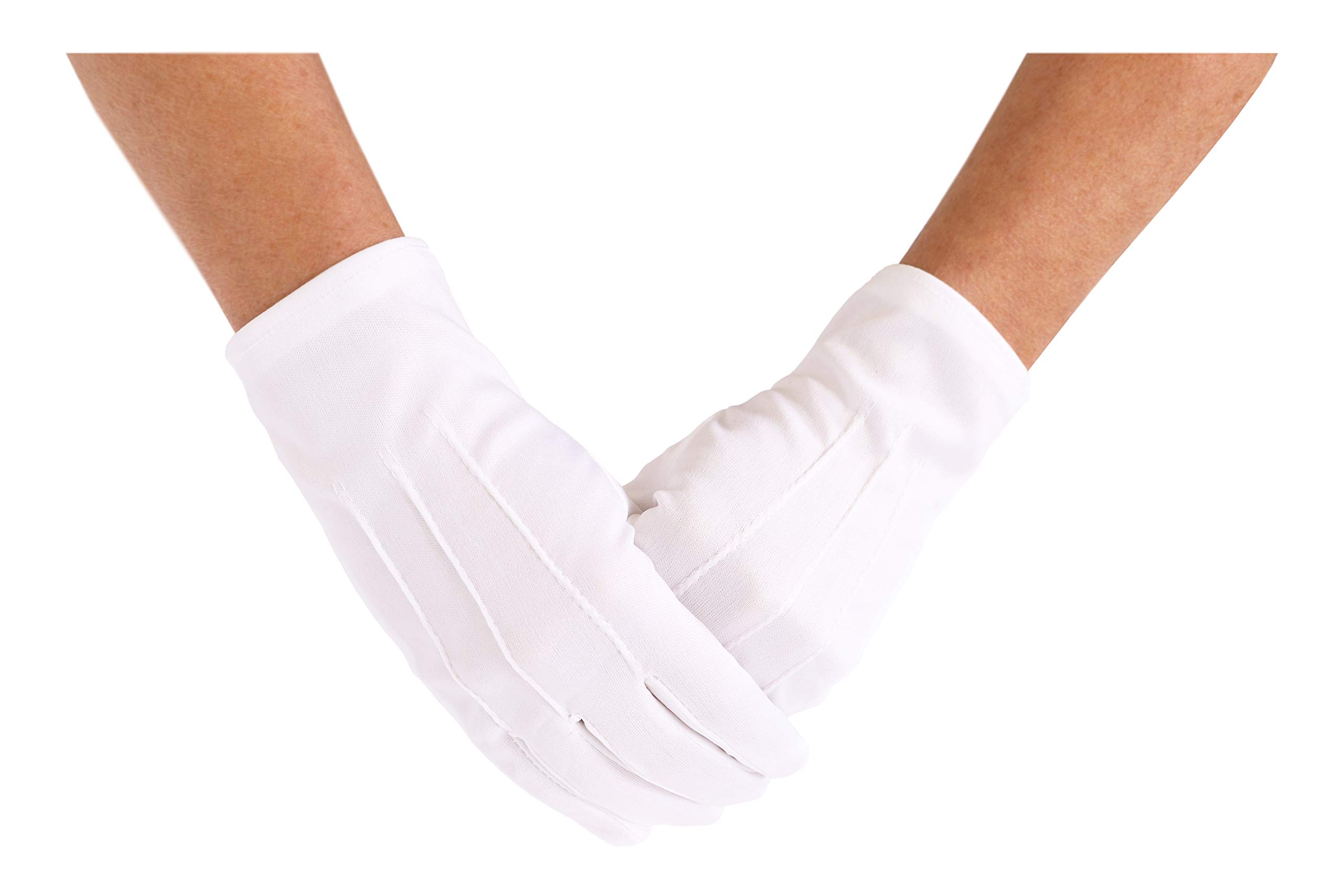 Ilovefancydress Adults White Gloves Fancy Dress With 3 Sewn in Lines Costume Ideal for Magicians Santa Accessory Bulk (Pack of 3)