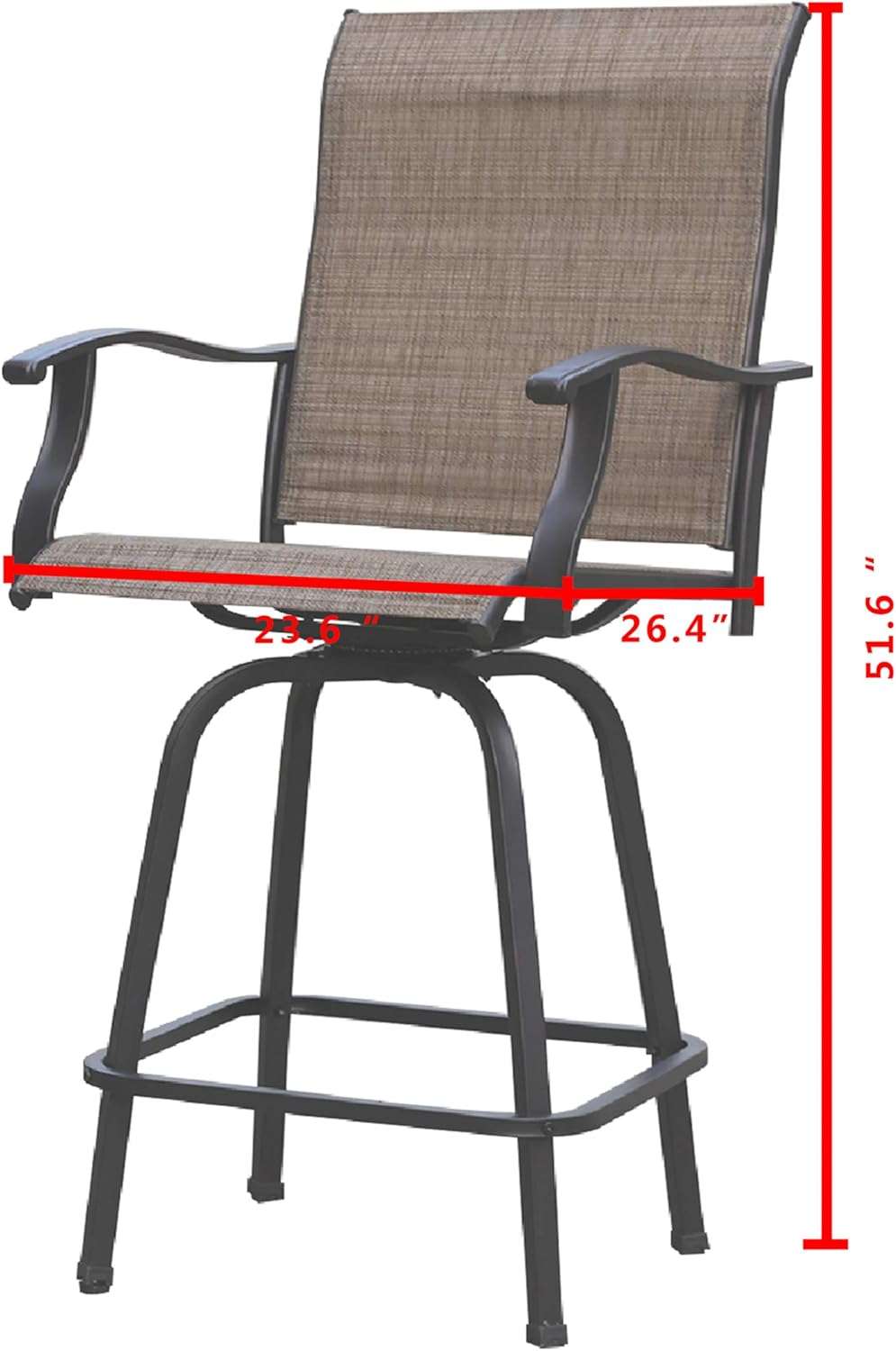 LOKATSE HOME 2 Piece Swivel Bar Stools Outdoor High Patio Chairs Furniture with All Weather Metal Frame: Garden & Outdoor