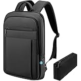 Lixiin Backpack for Men Women Lightweight Business Laptop Backpack for 15.6 Inch Computer Bag Slim Anti-Theft Backpack for Commuting Work Office College Travel with a Small Bag (Black, 15.6") | Lightweight, Computer Bag, for Commuting, Work, Office, College