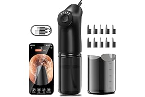 KAUGIC Smart Visual Ear Wax Removal with 1080P Camera - FSA HSA Eligible - Electric Ear Cleaner Kit with 4 Modes - 10 Ear Tips - Ear Irrigation&Flushing Kits for Adults