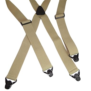 Holdup Suspender Brand No-buzz Series Airport Friendly light TAN Suspenders with black leather X
