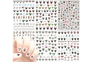 TEZOCR Christmas Nail Art Stickers 6 Sheets Christmas Nail Stickers 3D Self Adhesive Nail Design Winter Xmas Cute Cartoon Nail Decals for Women Girls Christmas Nail Decoration Xmas Nail Stickers