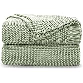 CozeCube Sage Green Throw Blanket for Couch, Soft Cozy Cable Knit Throw for Bed Sofa Living Room, Lightweight Warm Decorative Farmhouse Christmas Blanket, 50"x60", Sage Green