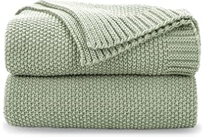 CozeCube Sage Green Throw Blanket for Couch, Soft Cozy Cable Knit Throw for Bed Sofa Living Room, Lightweight Warm Decorative Farmhouse Christmas Blanket, 49"x60", Sage Green