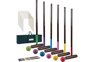 SpexDarxs Six Player Croquet Set, 28’’ Croquette Game with Premium Wooden Mallets/Colored Balls/Wickets/Stakes/Carrying Bag, Classic Family Games for Outdoor Backyard Lawn